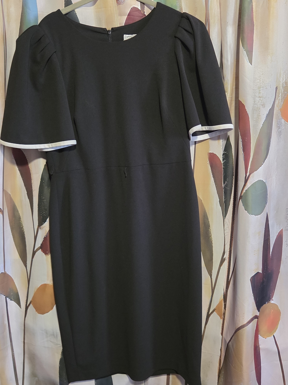 Calvin Klein Black Midi Dress with White Sleeve Trim